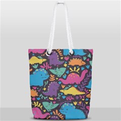 Dino Cute Full Print Rope Handle Tote (small) by Mjdaluz