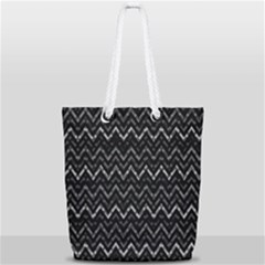 Chevrons Noir / Gris Full Print Rope Handle Tote (small) by kcreatif