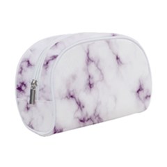 White Marble Violet Purple Veins Accents Texture Printed Floor Background Luxury Makeup Case (small) by genx