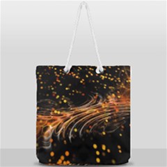 Abstract Background Particles Wave Full Print Rope Handle Tote (large) by Wegoenart
