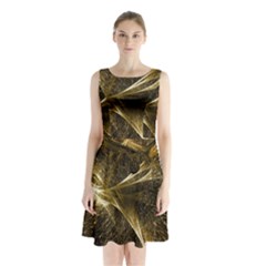 Quantum Physics Wave Particles Sleeveless Waist Tie Chiffon Dress by Wegoenart