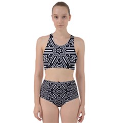 Grid Pattern Backdrop Seamless Design Geometric Patterns Line Racer Back Bikini Set by Vaneshart