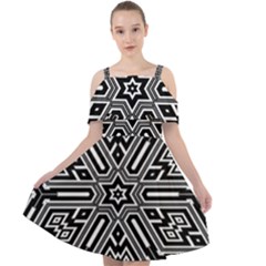 Grid Pattern Backdrop Seamless Design Geometric Patterns Line Cut Out Shoulders Chiffon Dress by Vaneshart