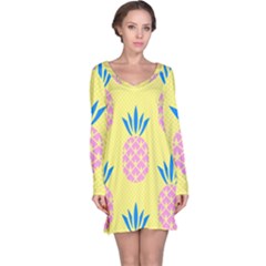 Summer Pineapple Seamless Pattern Long Sleeve Nightdress by Sobalvarro