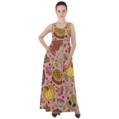 Thanksgiving Pattern Empire Waist Velour Maxi Dress by Sobalvarro