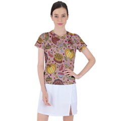 Thanksgiving Pattern Women s Mesh Sports Top by Sobalvarro
