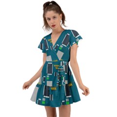 Amphisbaena Two Platform Dtn Node Vector File Flutter Sleeve Wrap Dress by Sapixe