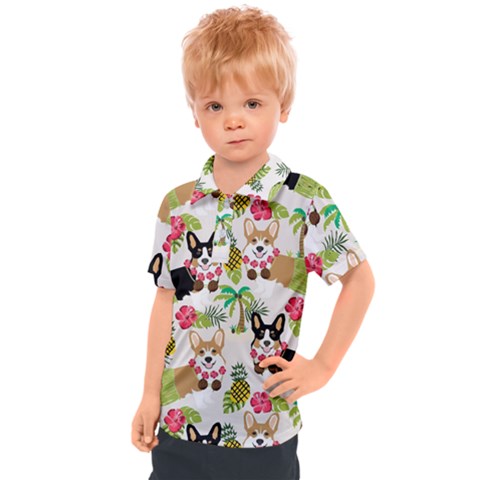 Corgis Hula Pattern Kids  Polo Tee by Sapixe
