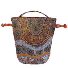 Aboriginal Traditional Pattern Drawstring Bucket Bag by Sapixe