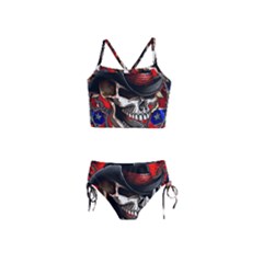 Confederate Flag Usa America United States Csa Civil War Rebel Dixie Military Poster Skull Girls  Tankini Swimsuit by Sapixe