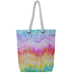 Rainbow Pontilism Background Full Print Rope Handle Tote (small) by Sapixe