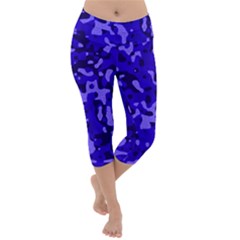 Army Blue Lightweight Velour Capri Yoga Leggings by myuique