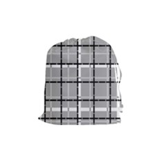Pattern Carreaux Noir/gris Drawstring Pouch (medium) by kcreatif