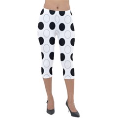Background Dot Pattern Lightweight Velour Capri Leggings  by HermanTelo