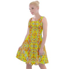 Vivid Warm Ornate Pattern Knee Length Skater Dress by dflcprintsclothing