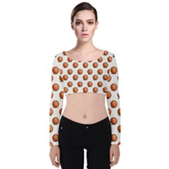 Orange Basketballs Velvet Long Sleeve Crop Top by mccallacoulturesports