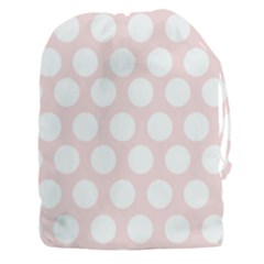 Pink And White Polka Dots Drawstring Pouch (3xl) by mccallacoulture
