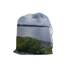 Lake Wallenpaupack Drawstring Pouch (large) by canvasngiftshop