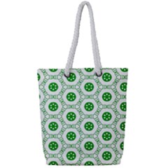 White Green Shapes Full Print Rope Handle Tote (small) by Mariart