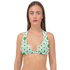 White Green Shapes Double Strap Halter Bikini Top by Mariart