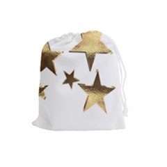 Stars Faux Gold Elegant Starry Festive Christmas Pattern Drawstring Pouch (large) by yoursparklingshop