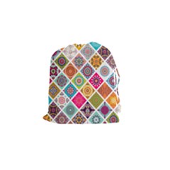 Ethnic Mandala Pattern Drawstring Pouch (small) by designsbymallika