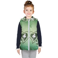 Music, Piano On A Heart Kids  Hooded Puffer Vest by FantasyWorld7