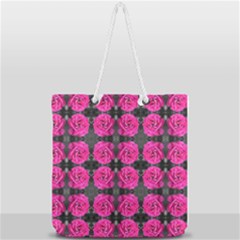 Roses Fleurs Abstrait Full Print Rope Handle Tote (large) by kcreatif