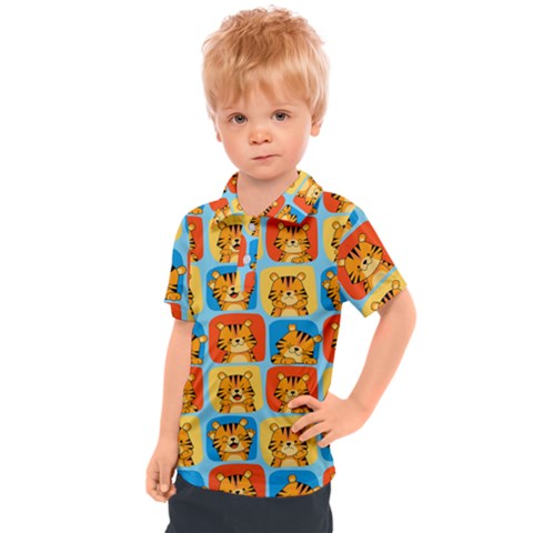 Cute Tiger Pattern Kids  Polo Tee by designsbymallika