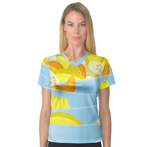 Salad Fruit Mixed Bowl Stacked V-neck Sport Mesh Tee by HermanTelo
