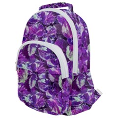 Botanical Violet Print Pattern 2 Rounded Multi Pocket Backpack by dflcprintsclothing