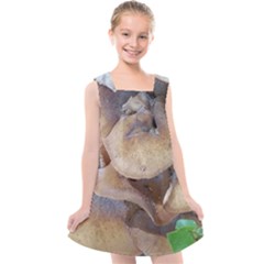 Close Up Mushroom Abstract Kids  Cross Back Dress by Fractalsandkaleidoscopes