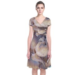 Close Up Mushroom Abstract Short Sleeve Front Wrap Dress by Fractalsandkaleidoscopes