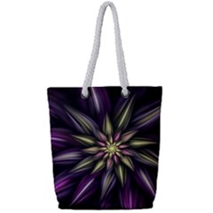 Fractal Flower Floral Abstract Full Print Rope Handle Tote (small) by HermanTelo