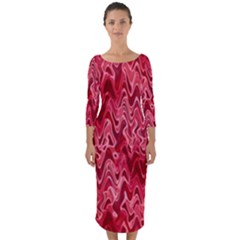 Background Abstract Surface Red Quarter Sleeve Midi Bodycon Dress by HermanTelo
