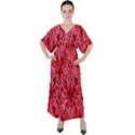 Background Abstract Surface Red V-Neck Boho Style Maxi Dress View1