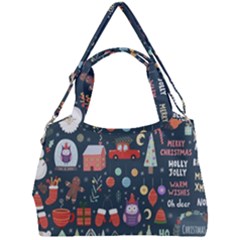 Vector Set Cute Christmas Elements Santa Penguin Deer Bear Fox Owl Trees Snowman Bird Angel More Double Compartment Shoulder Bag by Vaneshart