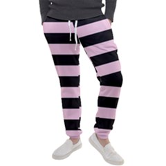 Black And Light Pastel Pink Large Stripes Goth Mime French Style Men s Jogger Sweatpants by genx