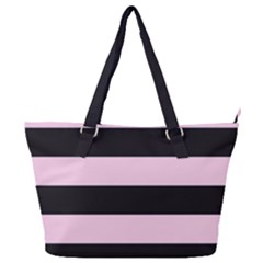 Black And Light Pastel Pink Large Stripes Goth Mime French Style Full Print Shoulder Bag by genx