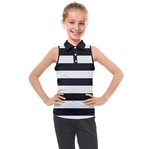 Black And White Large Stripes Goth Mime French Style Kids  Sleeveless Polo Tee by genx