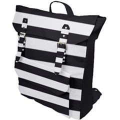 Black And White Large Stripes Goth Mime French Style Buckle Up Backpack by genx