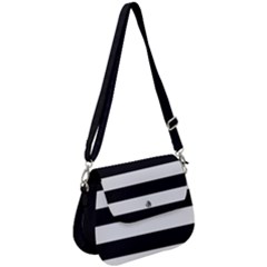 Black And White Large Stripes Goth Mime French Style Saddle Handbag by genx