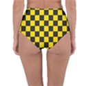 Checkerboard Pattern Black and Yellow Ancap Libertarian Reversible High-Waist Bikini Bottoms View2