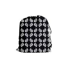 Pattern Formes Ronds Noir Drawstring Pouch (medium) by kcreatif