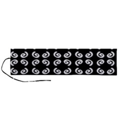 Pattern Formes Ronds Noir Roll Up Canvas Pencil Holder (l) by kcreatif