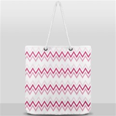 Chevrons Rose/blanc Full Print Rope Handle Tote (large) by kcreatif