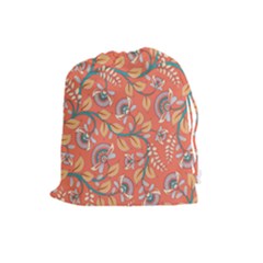 Coral Floral Paisley Drawstring Pouch (large) by mccallacoulture