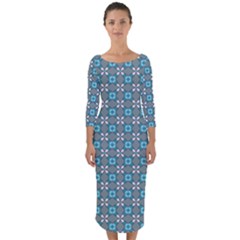 Df Monica Becket Quarter Sleeve Midi Bodycon Dress by deformigo