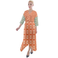 Df Agnosia Montamino Quarter Sleeve Wrap Front Maxi Dress by deformigo