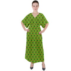 Texture Seamless Christmas V-neck Boho Style Maxi Dress by HermanTelo
